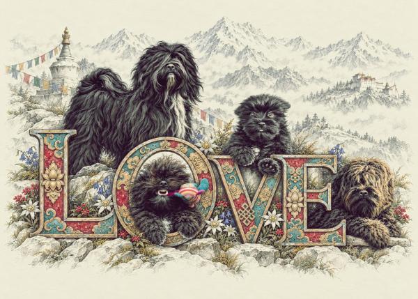LOVE - Heritage Collection | Black Tibet Terrier Glas-Schneidebrett